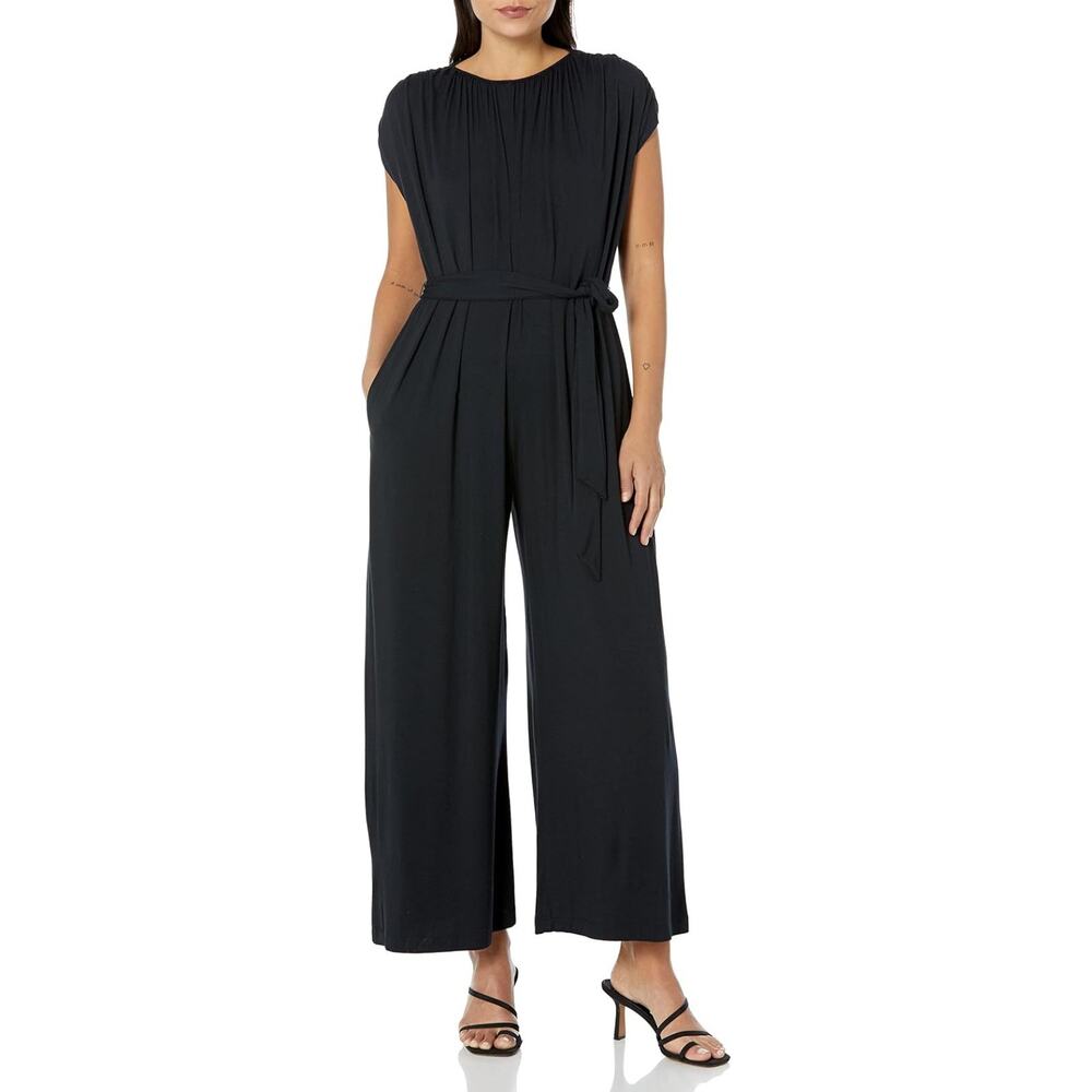 Velvet by Graham & Spencer womens Norah Sleeveless Tie Jumpsuit, Black - Large